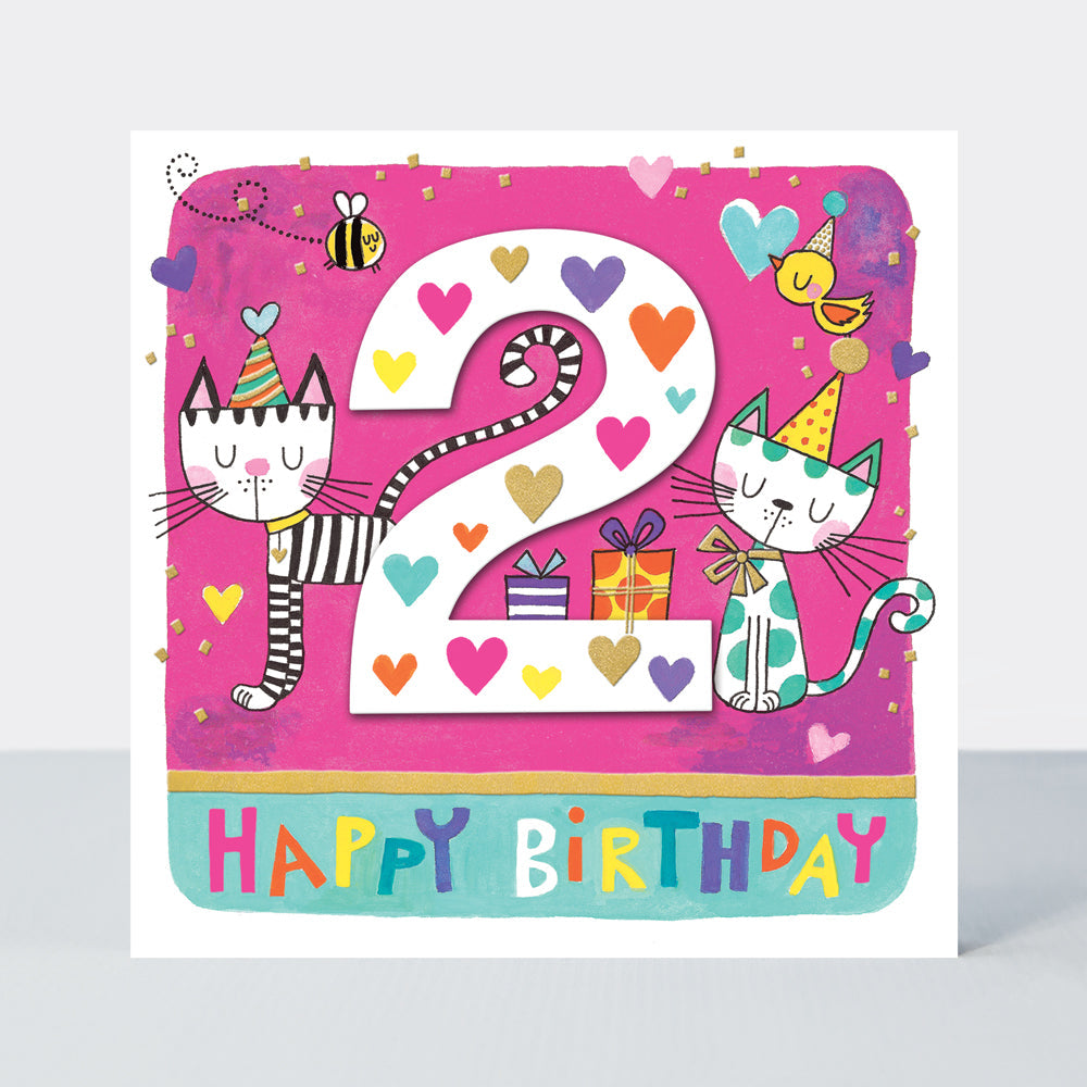 Rhubarb - Age 2 Girl/Cats birthday card