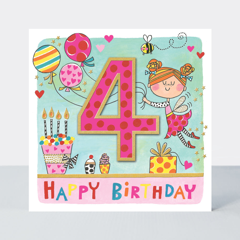 Rhubarb - Age 4 Girl/Fairy birthday card