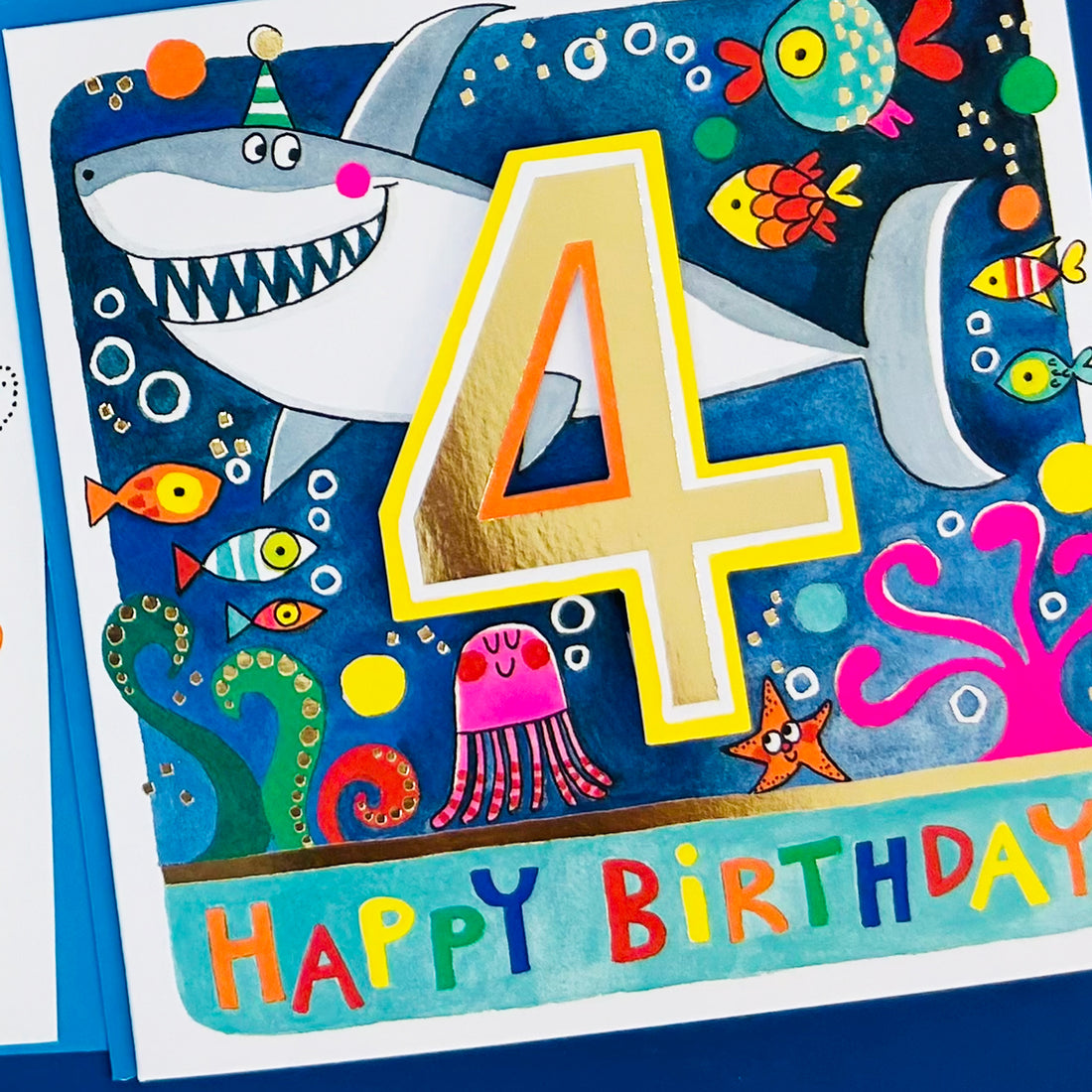 Rhubarb - Age 4 Boy/Shark birthday card