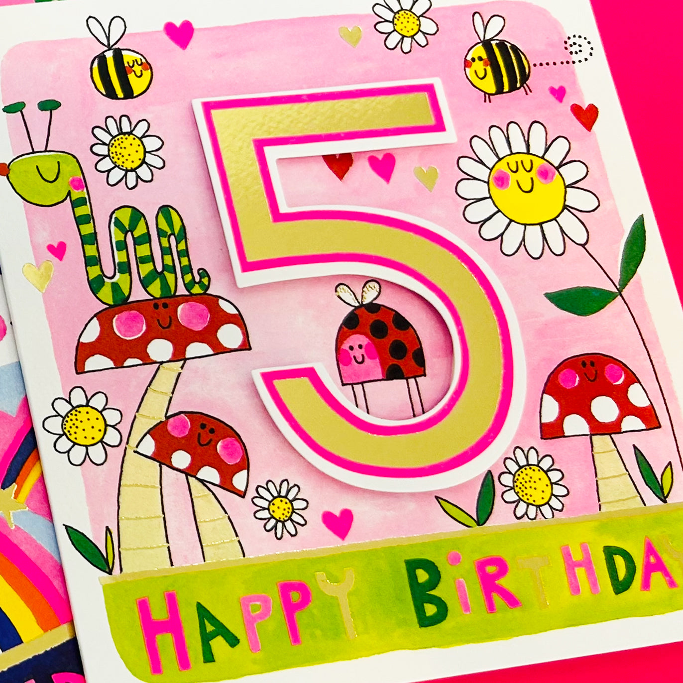 Rhubarb - Age 5 Girl/Toadstools birthday card