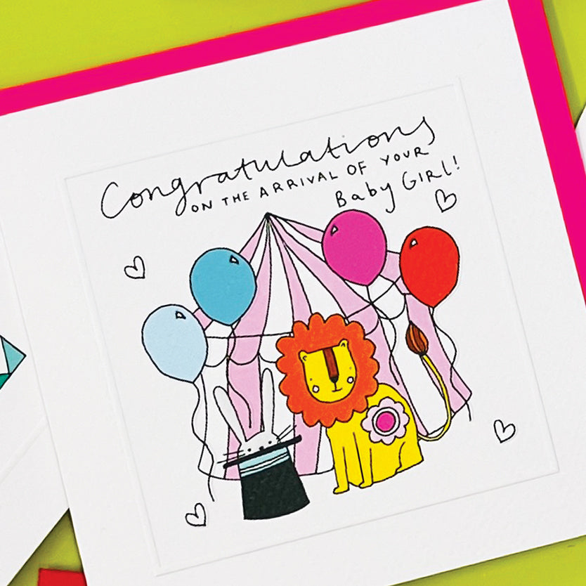 Pocket Rocket - Baby Girl Congratulations Card Circus