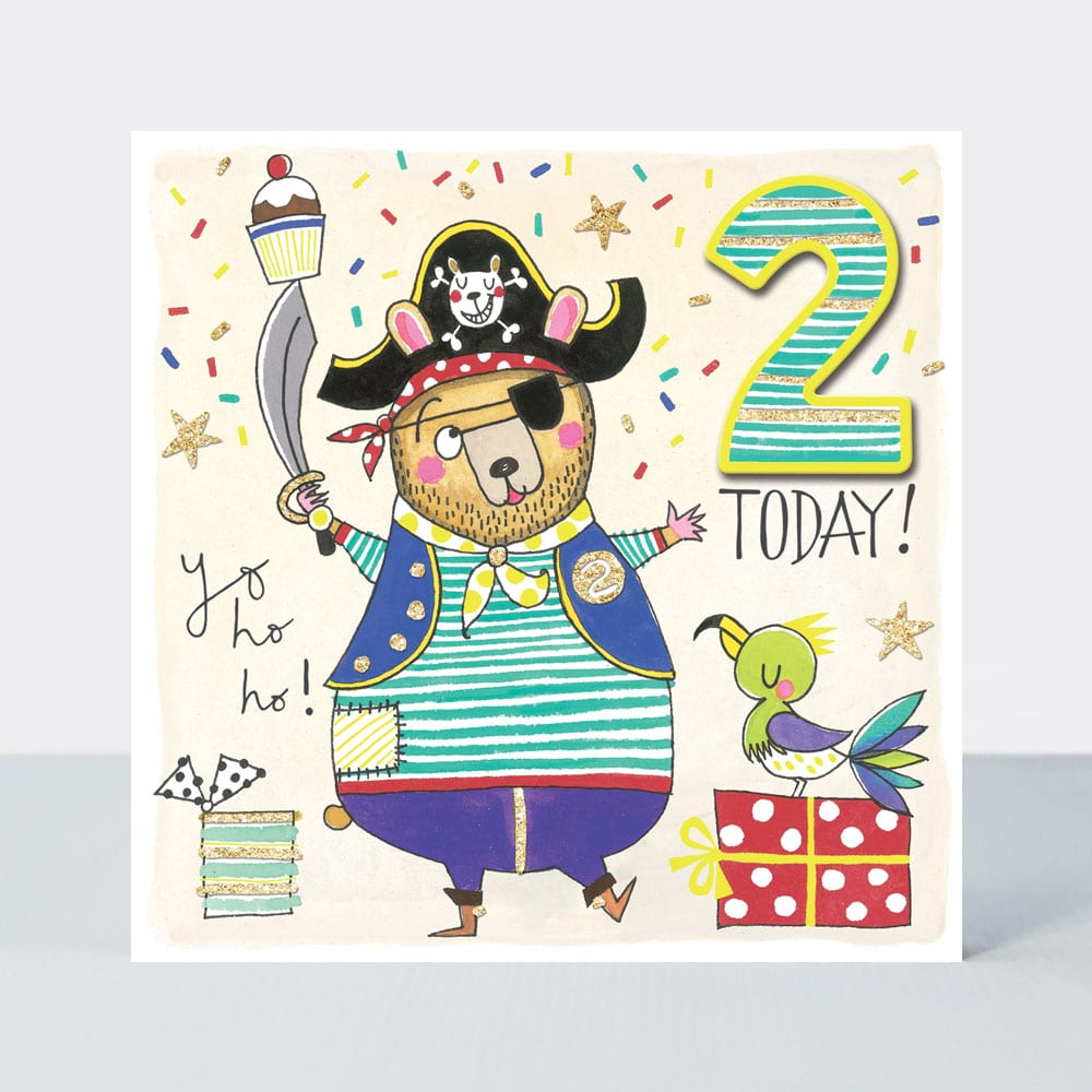 Scribbles Age 2 Boy Bear - Birthday Card