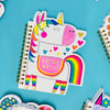Magical Unicorn Shaped Wire Bound Notebook | Gold Foil & Rainbow