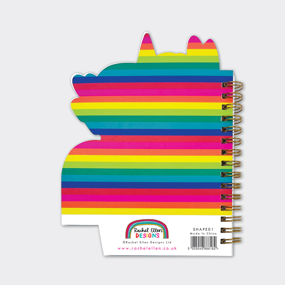Magical Unicorn Shaped Wire Bound Notebook | Gold Foil & Rainbow