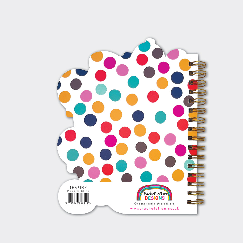 Spotty Dog Shaped Wire Bound Notebook | Gold Foil & Balloons