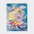 A colorful sketchbook with a whimsical design featuring a ballerina, moon, stars, and the text &