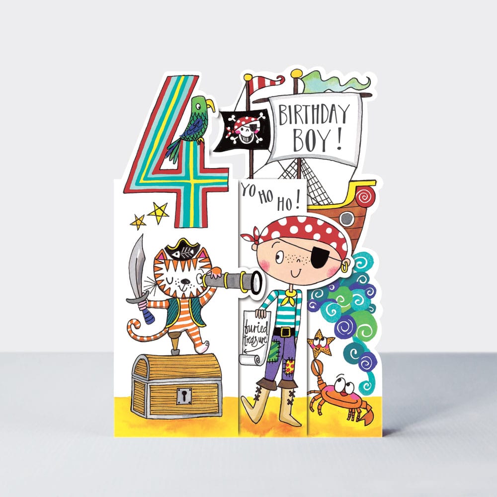 Whippersnappers - Age 4 Boy Pirate - Birthday Card