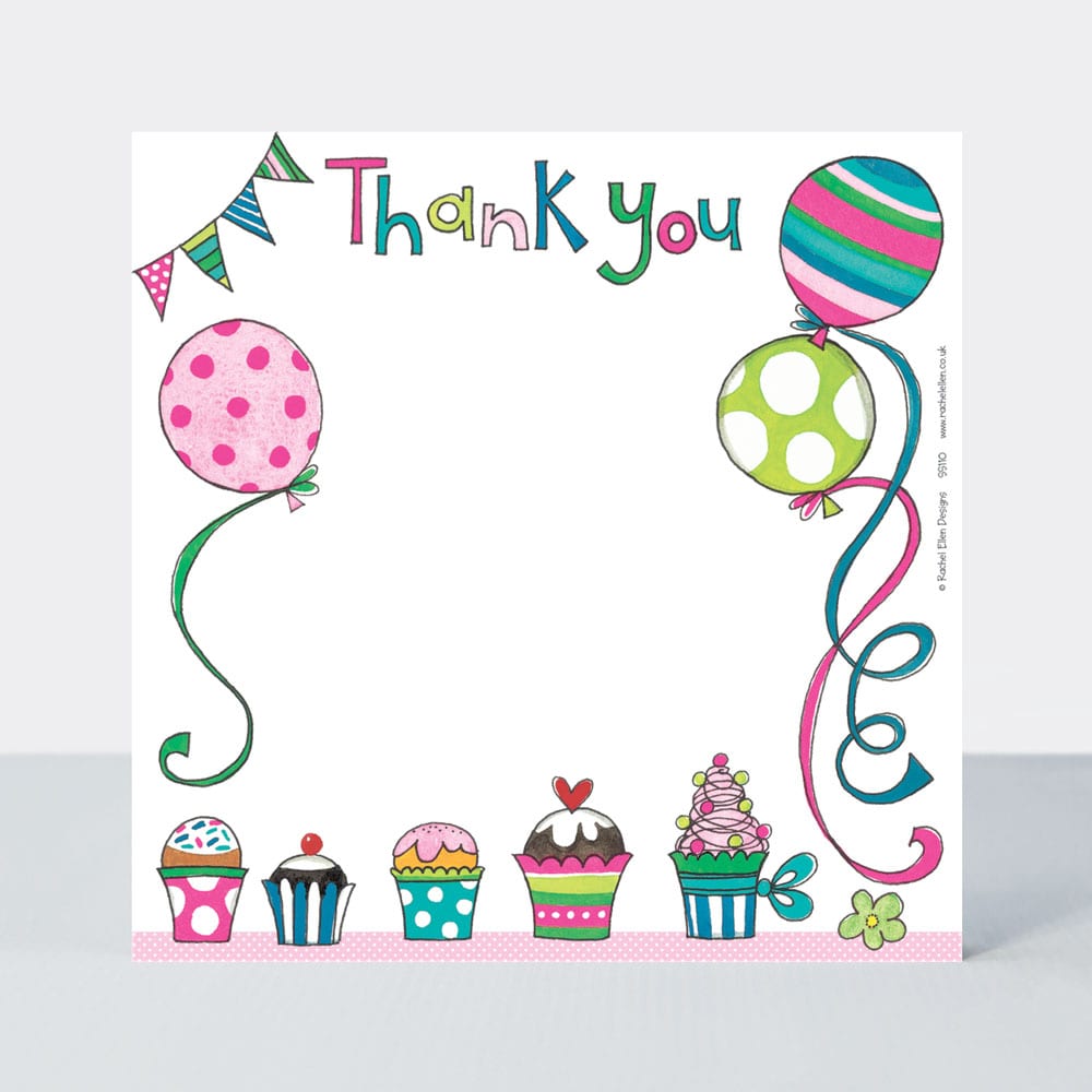 Cakes and Balloons Thank You Note Cards (Pack of 8)