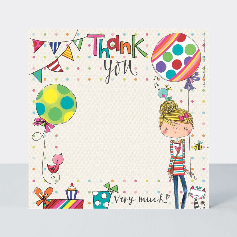 Girl with Balloon Thank You Note Cards ‐ (Pack of 8)