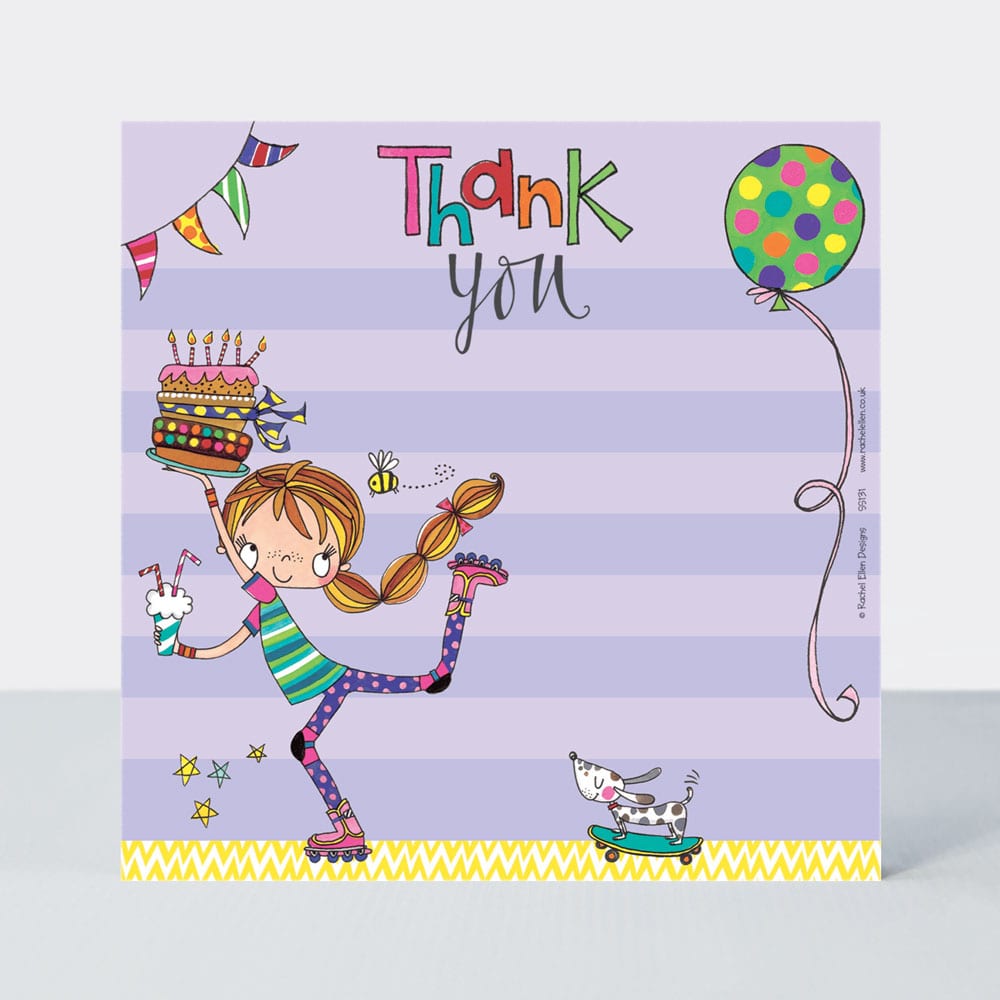 Girl on Roller Blades Thank You Note Cards (Pack of 8)