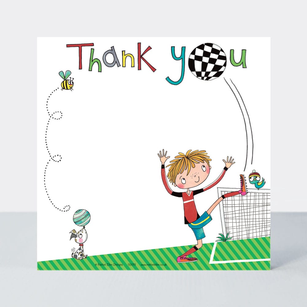 Footballer Thank You Note Cards (Pack of 8)