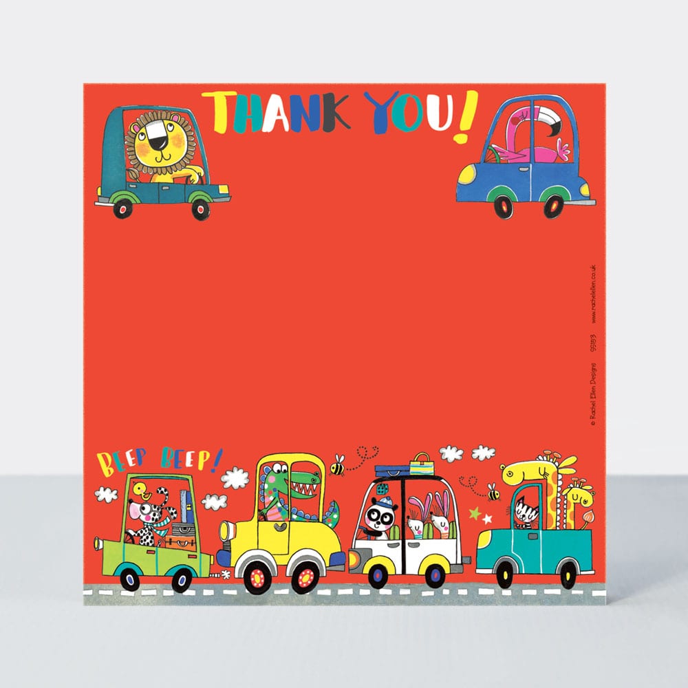 Beep Beep Cars Thank You Note Cards (Pack of 8)