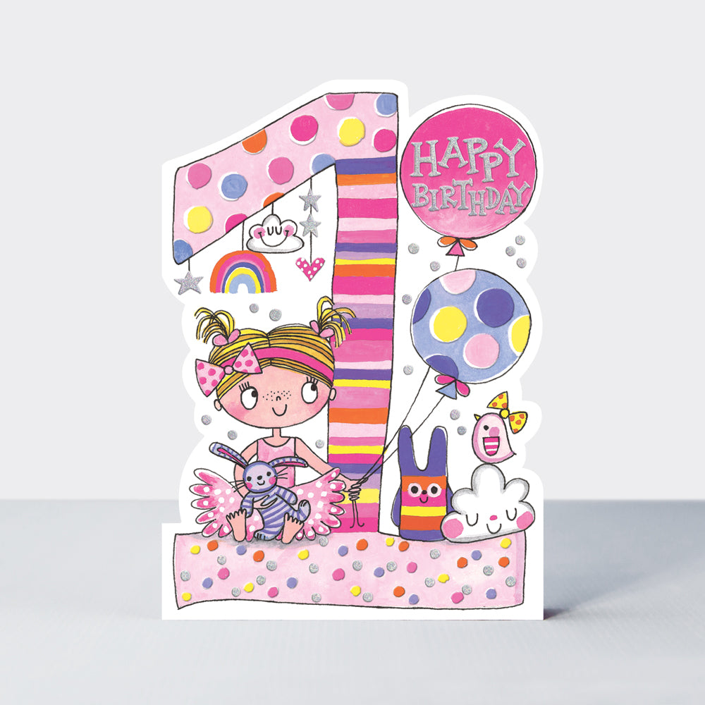 Star Jumps - Age 1 girl & toys - Birthday Card