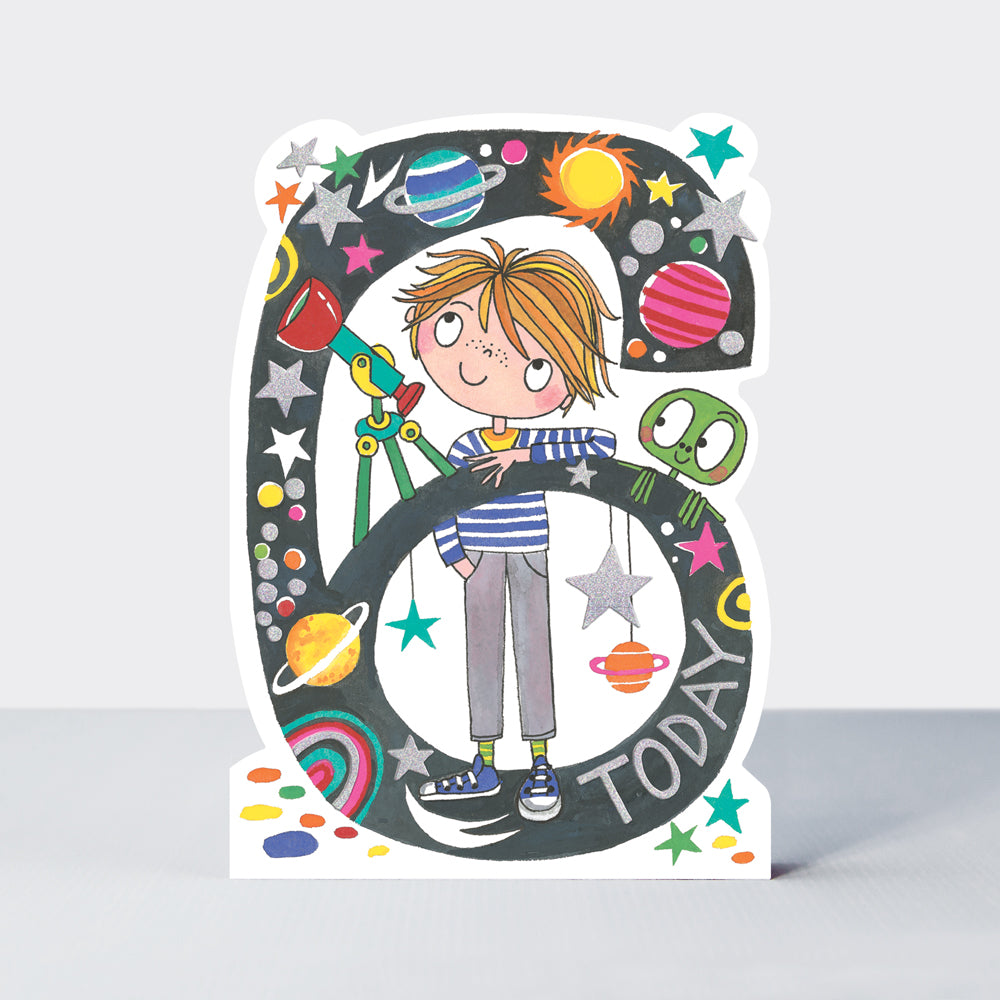 Star Jumps - Age 6 stargazer boy - Birthday Card