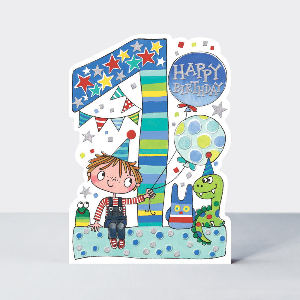 Star Jumps - Age 1 boy & toys - Birthday Card
