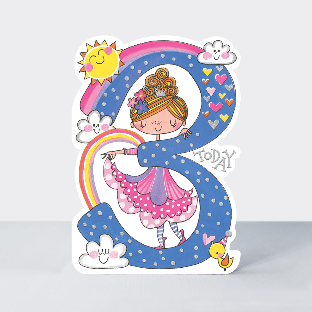 Star Jumps - Age 3 girl princess - Birthday Card