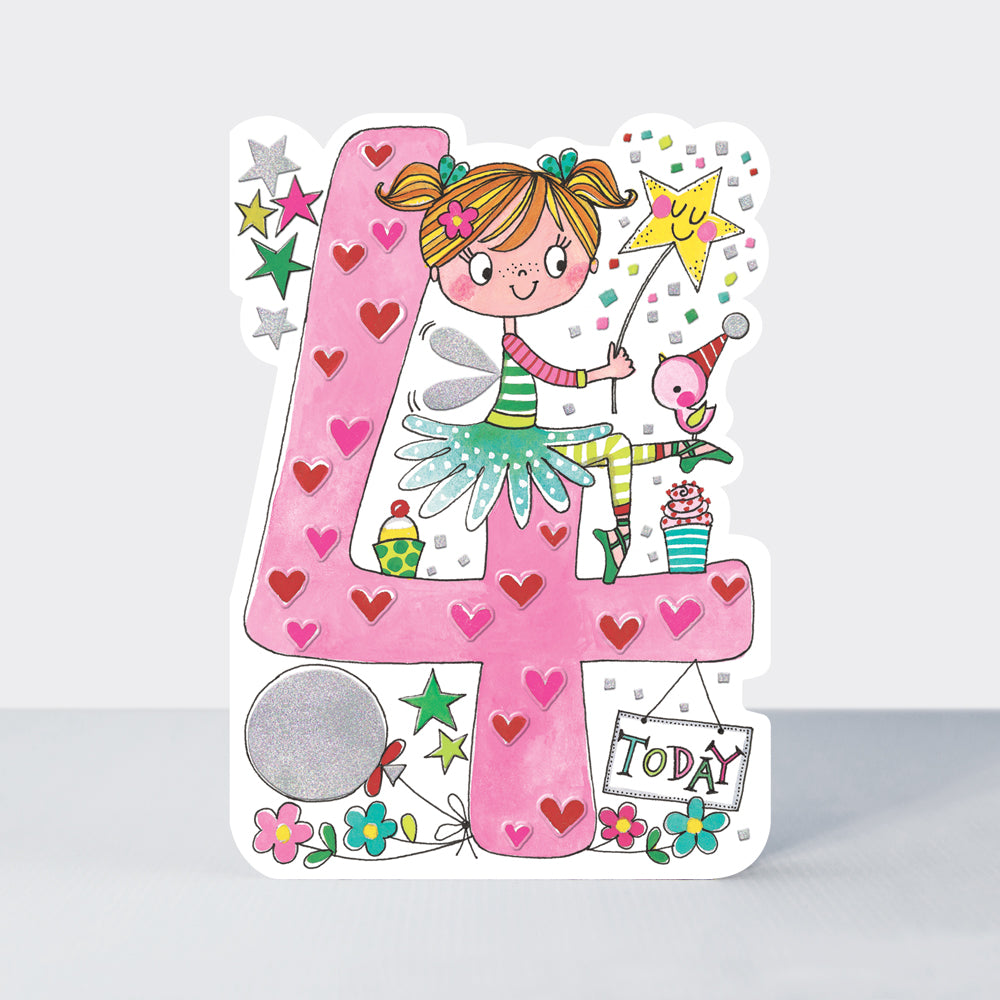 Star Jumps - Age 4 girl fairy - Birthday Card