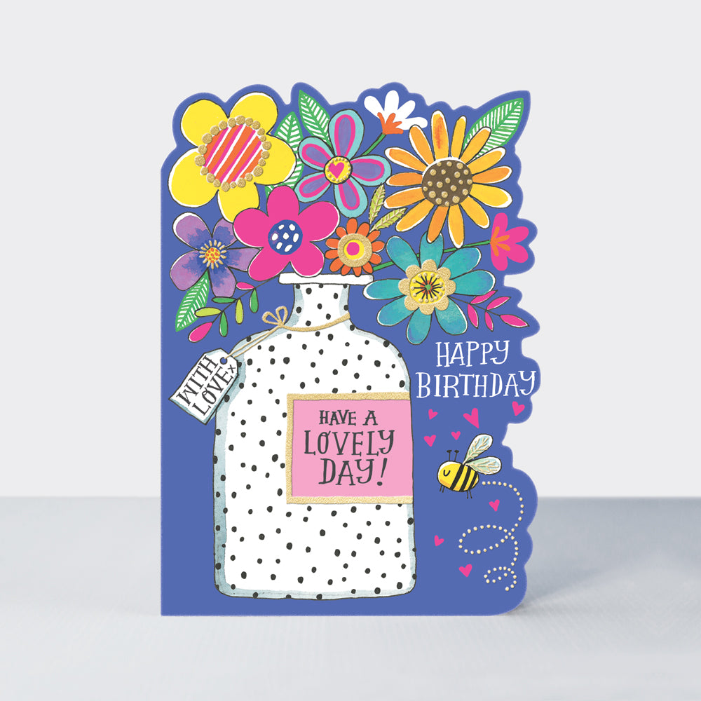 Hello Sunday! - Happy Birthday/Flowers & Vase Birthday Card