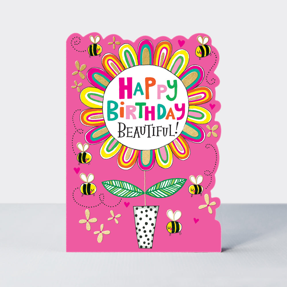 Hello Sunday! - H Birthday Beautiful/Flower & Bees Birthday Card