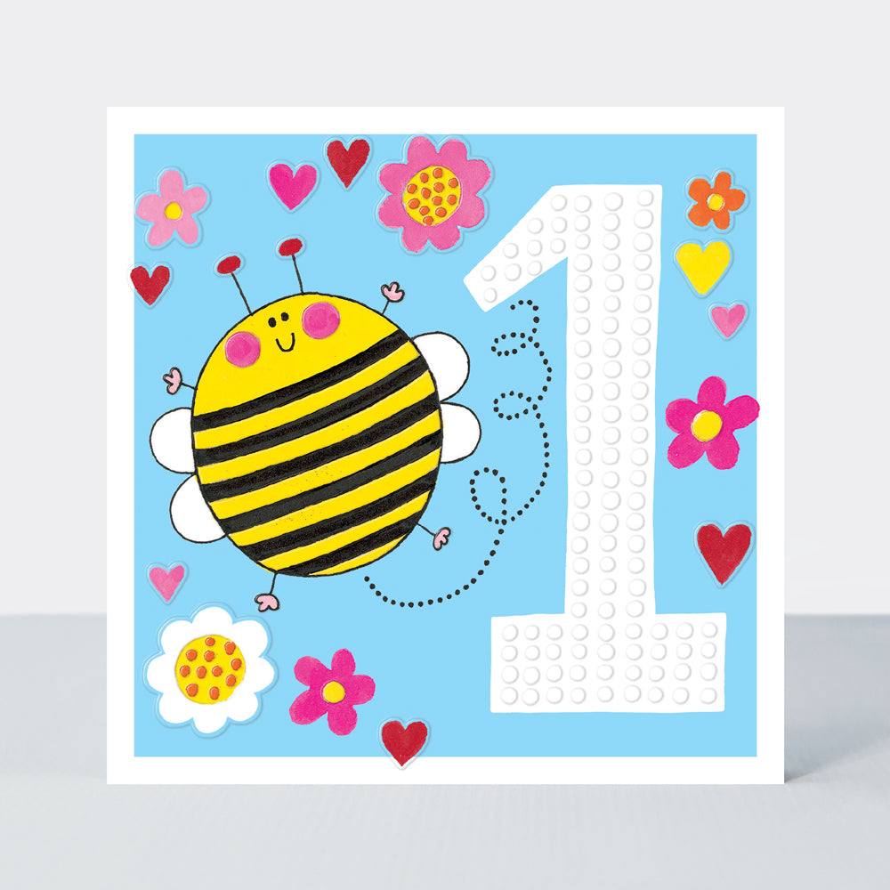 Sweet Pea - Age 1 Girl/Bee Birthday Card