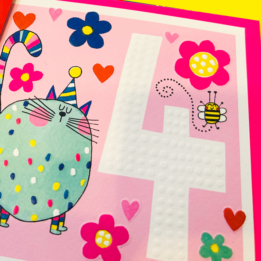 Sweet Pea - Age 4 Girl/Cat Birthday Card