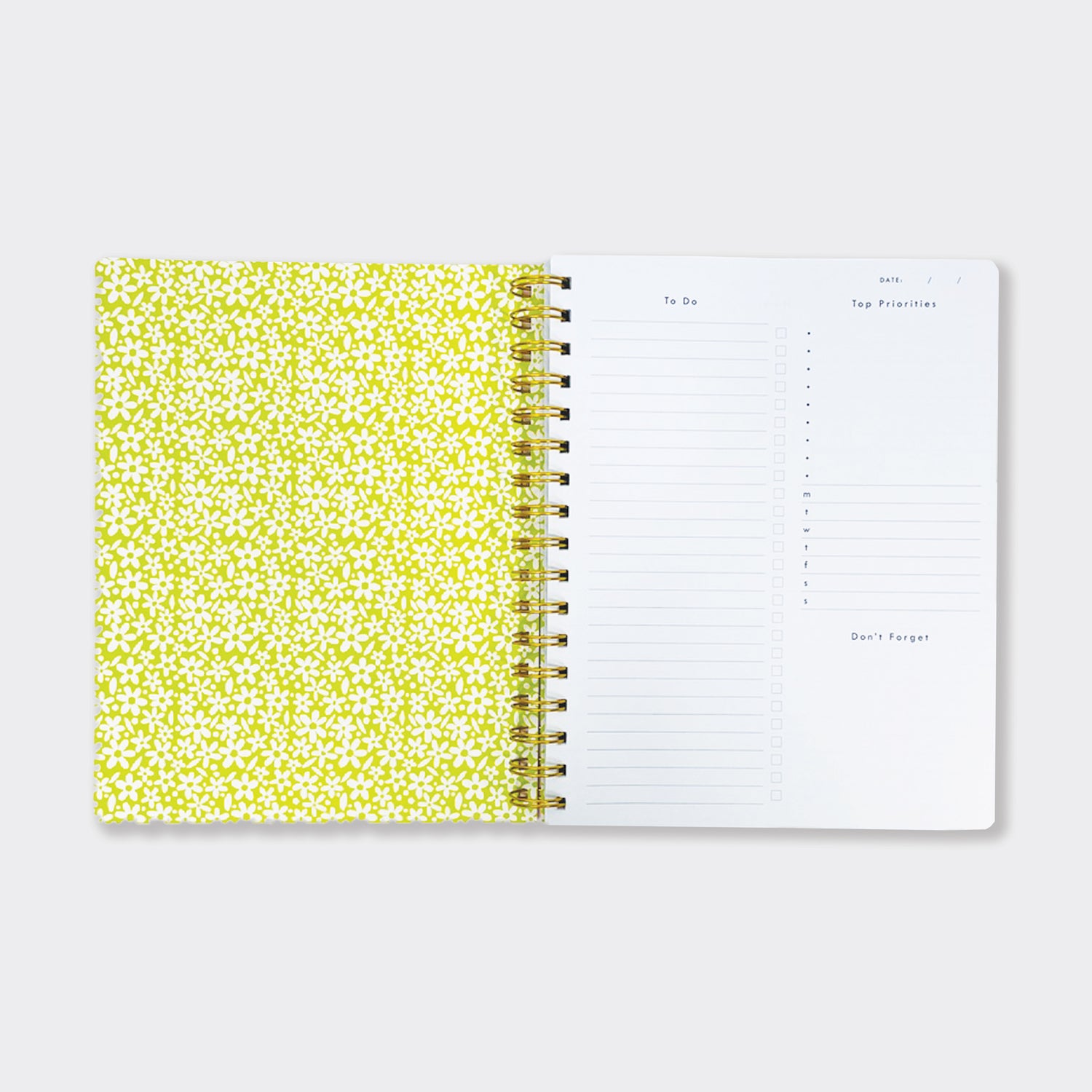 200-Page Lined Wirebound Notebook -  Floral Planner With Lists