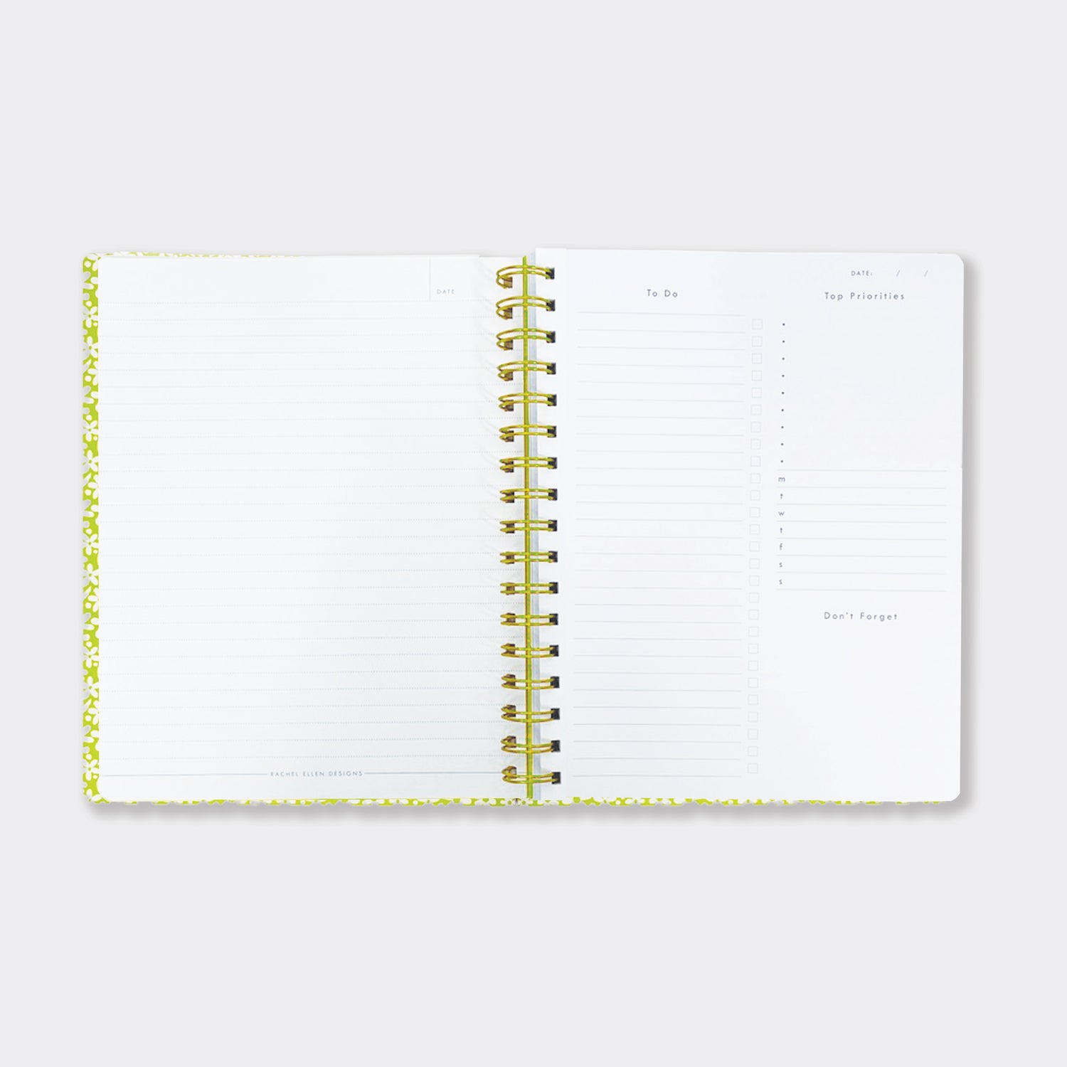 200-Page Lined Wirebound Notebook -  Floral Planner With Lists