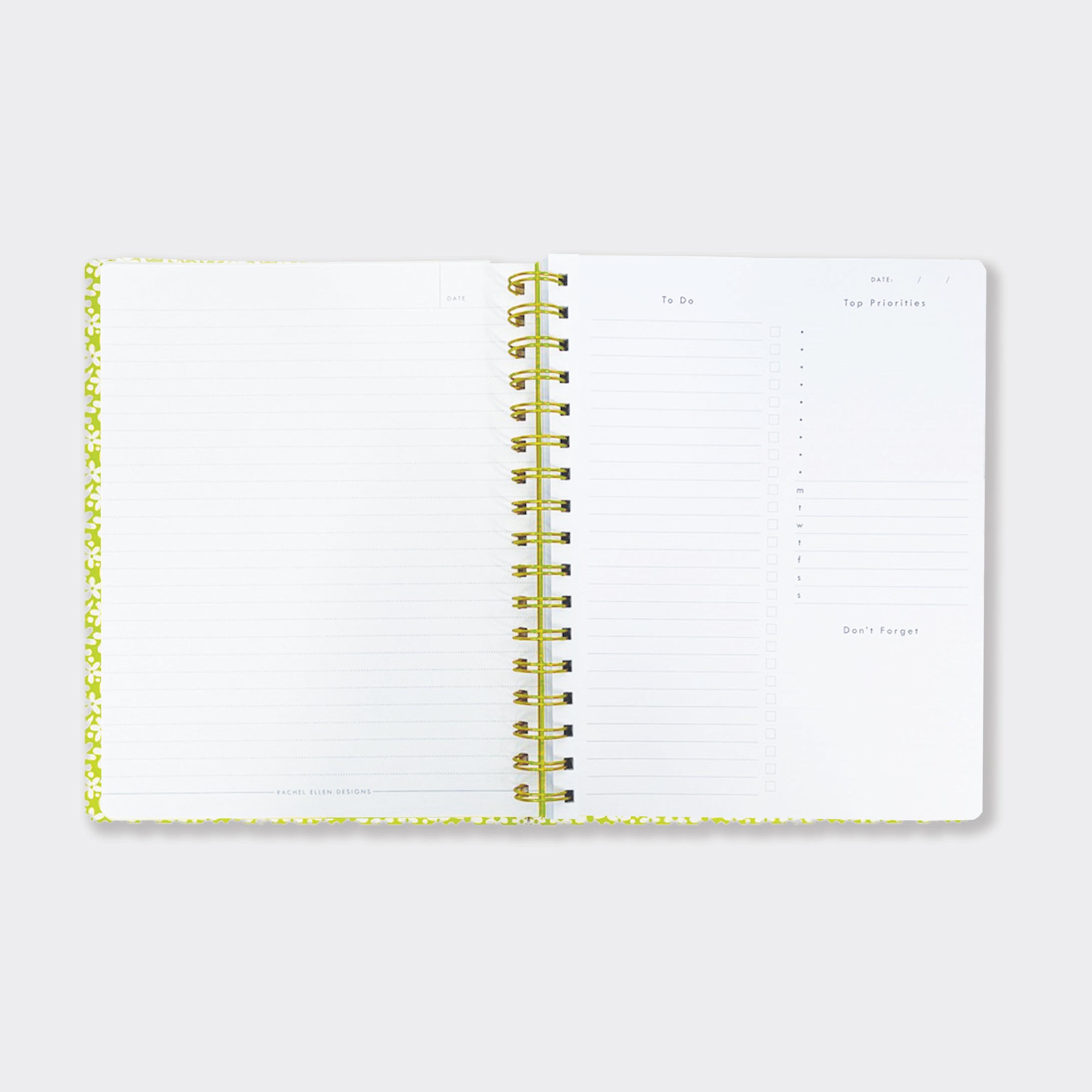 200-Page Lined Wirebound Notebook - Floral Planner With Lists