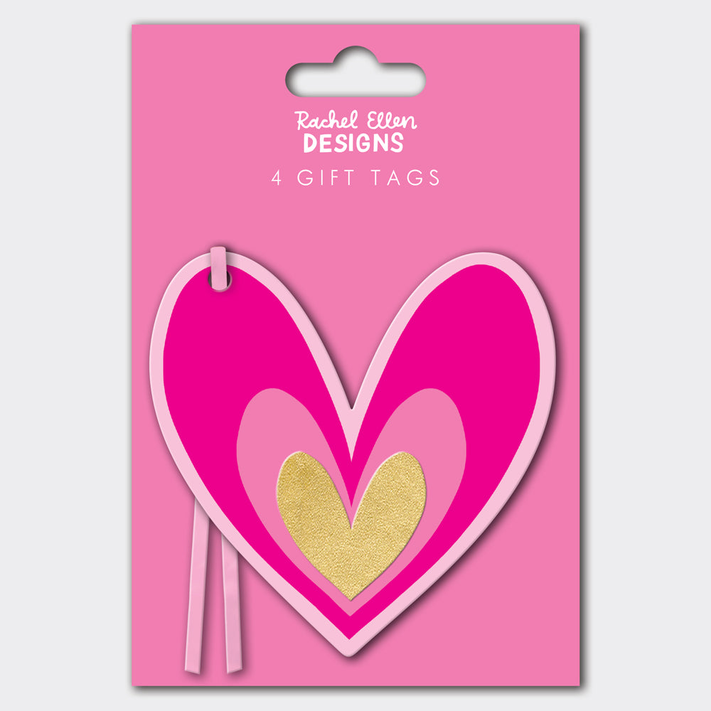 Pack of 4 Gift Tags - Pink Hearts
