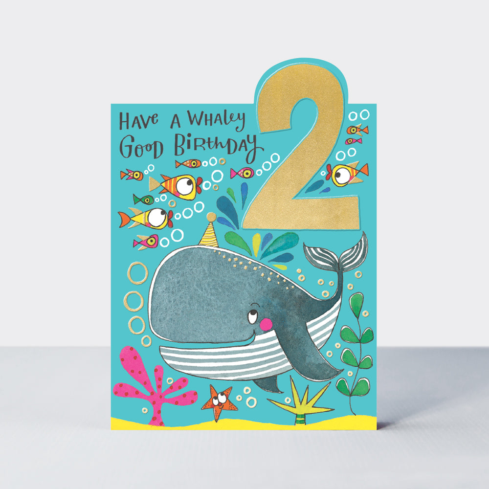 Tiptoes - Age 2 Boy - Whale - Birthday Card