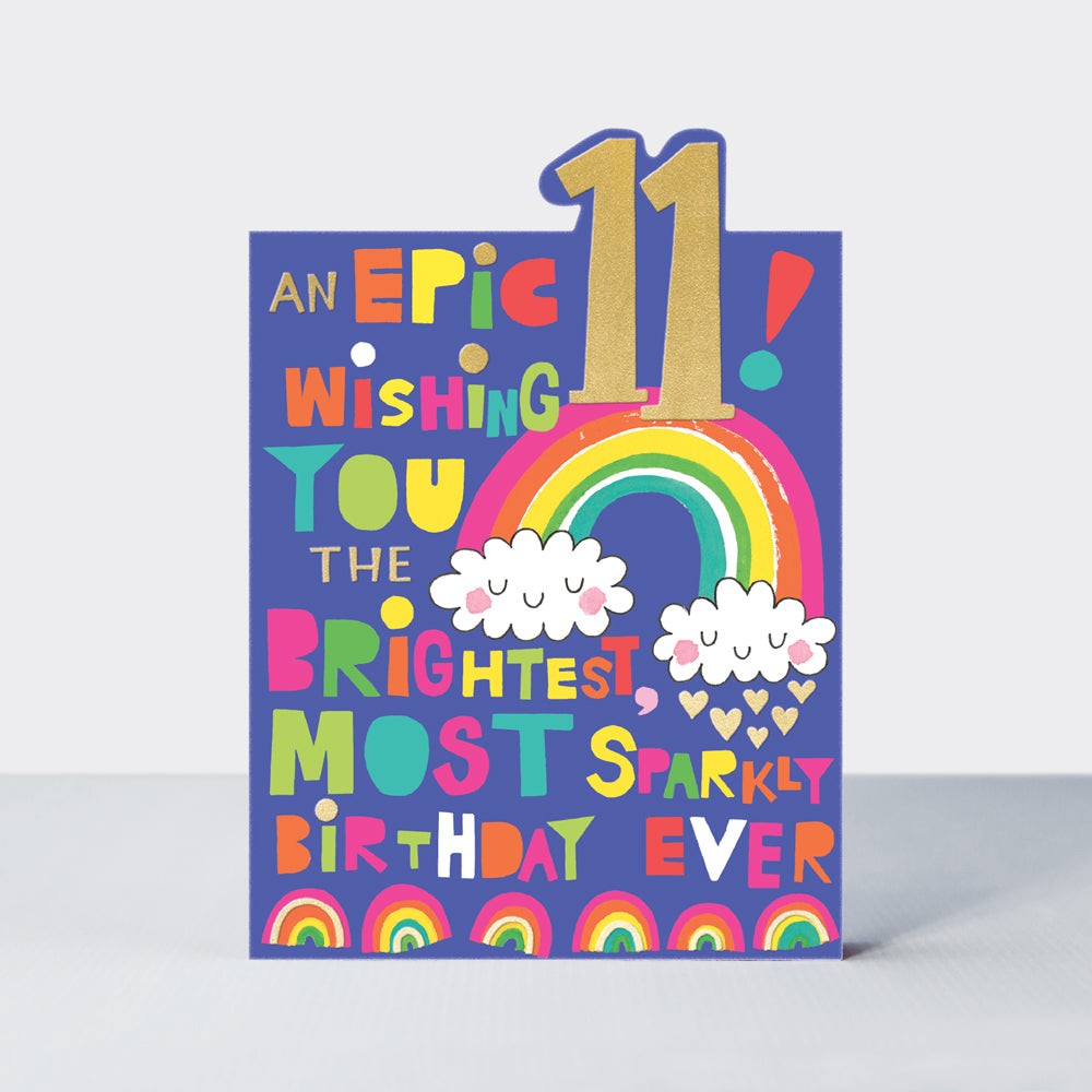 Tiptoes - Age 11 rainbows - Birthday Card