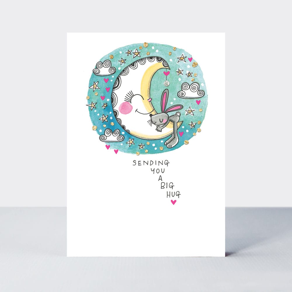 TLC - Sending you a big hug/Rabbit & moon - Greetings Card