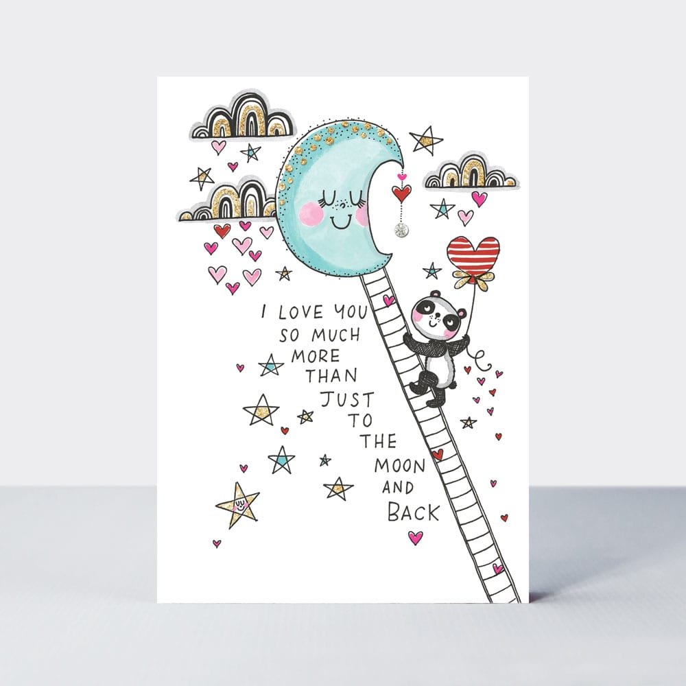 TLC - I love you moon & back/Panda & moon - Greetings Card