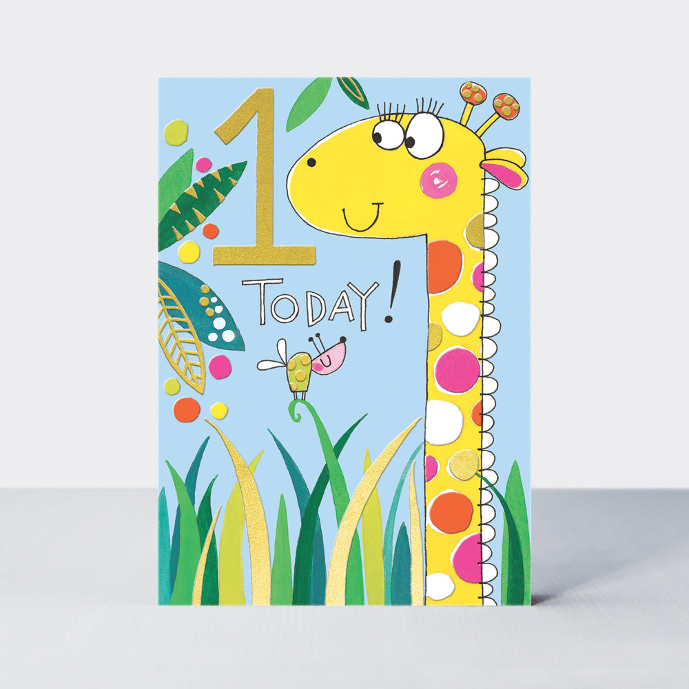 Take a walk on the wild side! - Age 1 Giraffe - Birthday Card