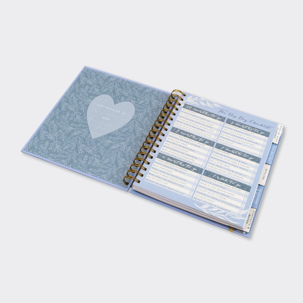 Powder Blue Wedding Planner Book | Undated Organiser with Gold Foil & Checklists