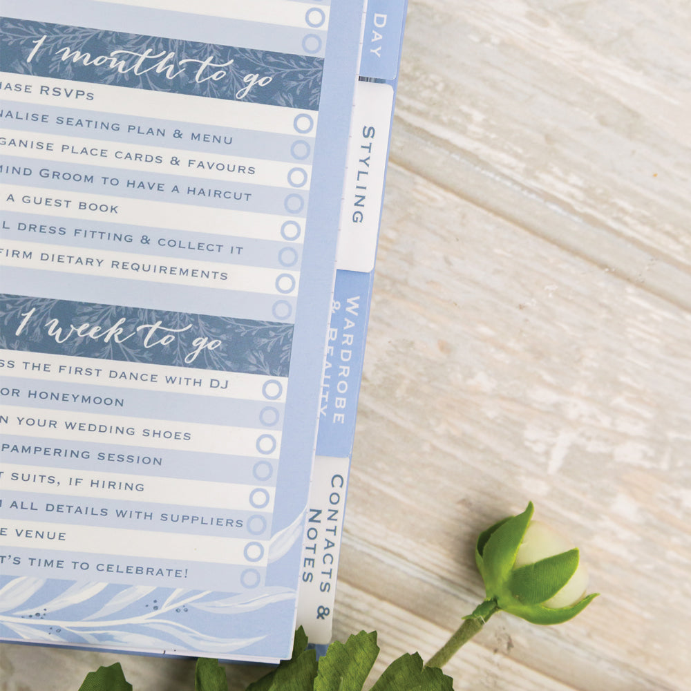 Powder Blue Wedding Planner Book | Undated Organiser with Gold Foil & Checklists