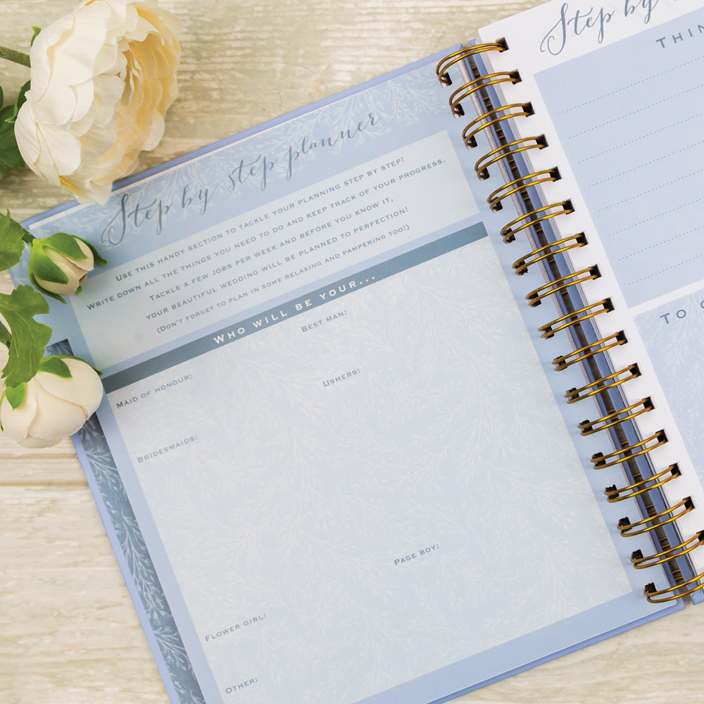 Powder Blue Wedding Planner Book | Undated Organiser with Gold Foil & Checklists