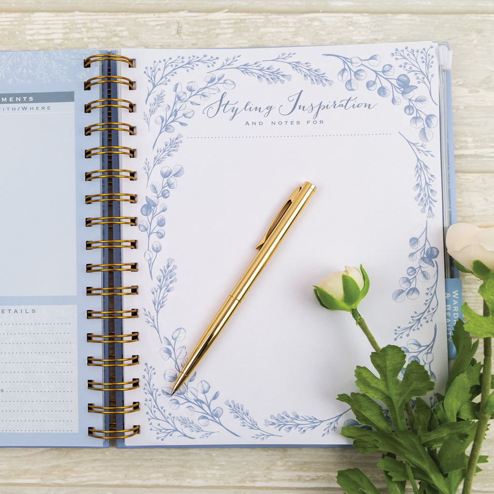 Powder Blue Wedding Planner Book | Undated Organiser with Gold Foil & Checklists