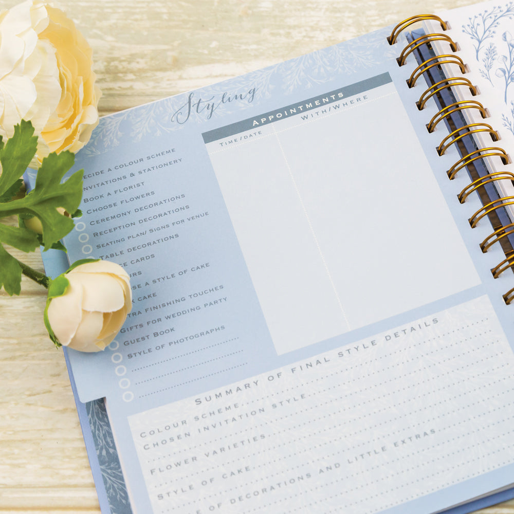 Powder Blue Wedding Planner Book | Undated Organiser with Gold Foil & Checklists