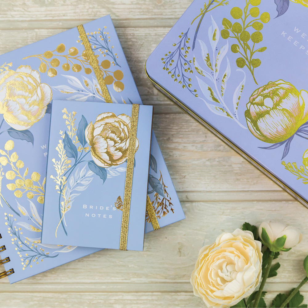 Powder Blue Wedding Planner Book | Undated Organiser with Gold Foil & Checklists