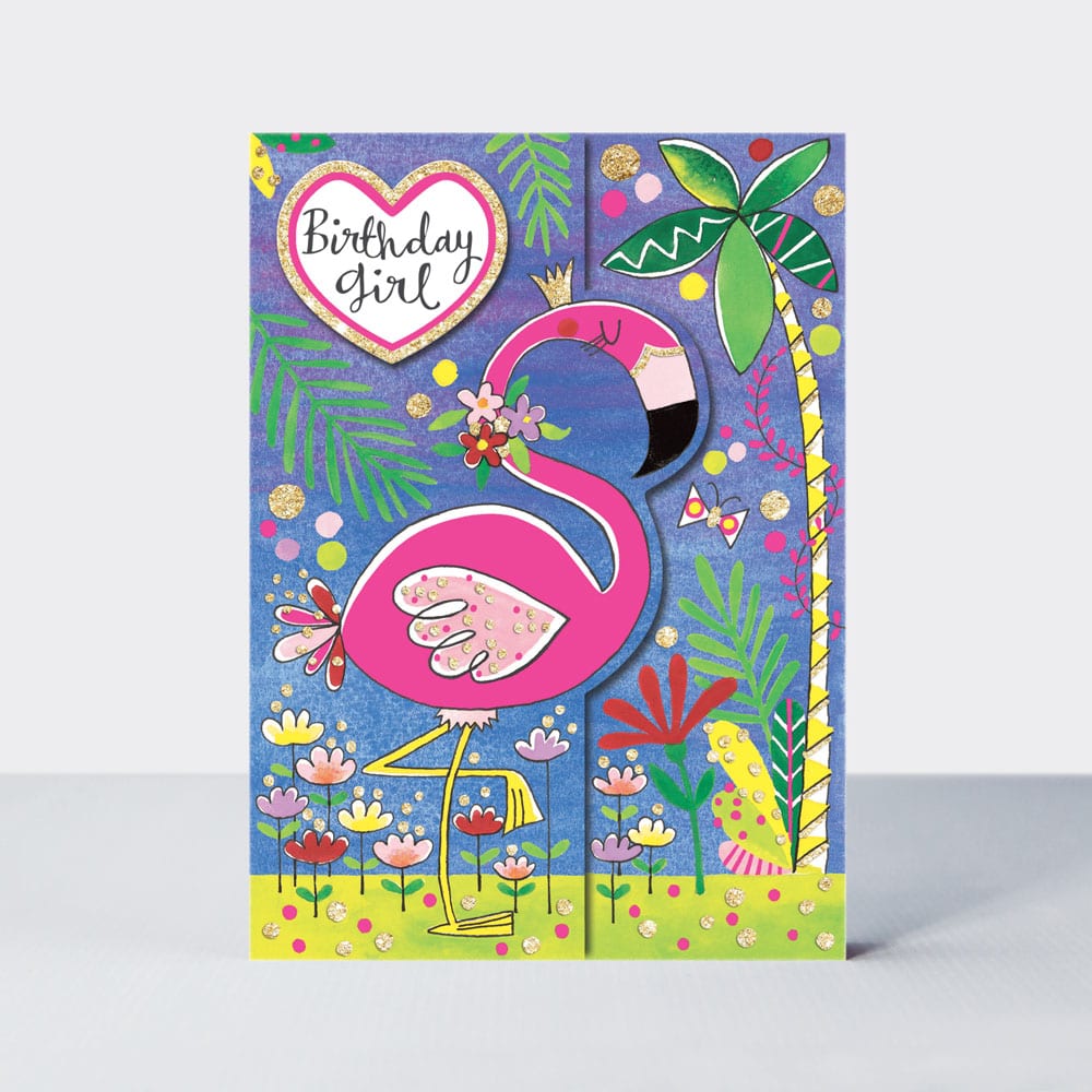 Wild Things - Birthday Girl Flamingo  - Birthday Card