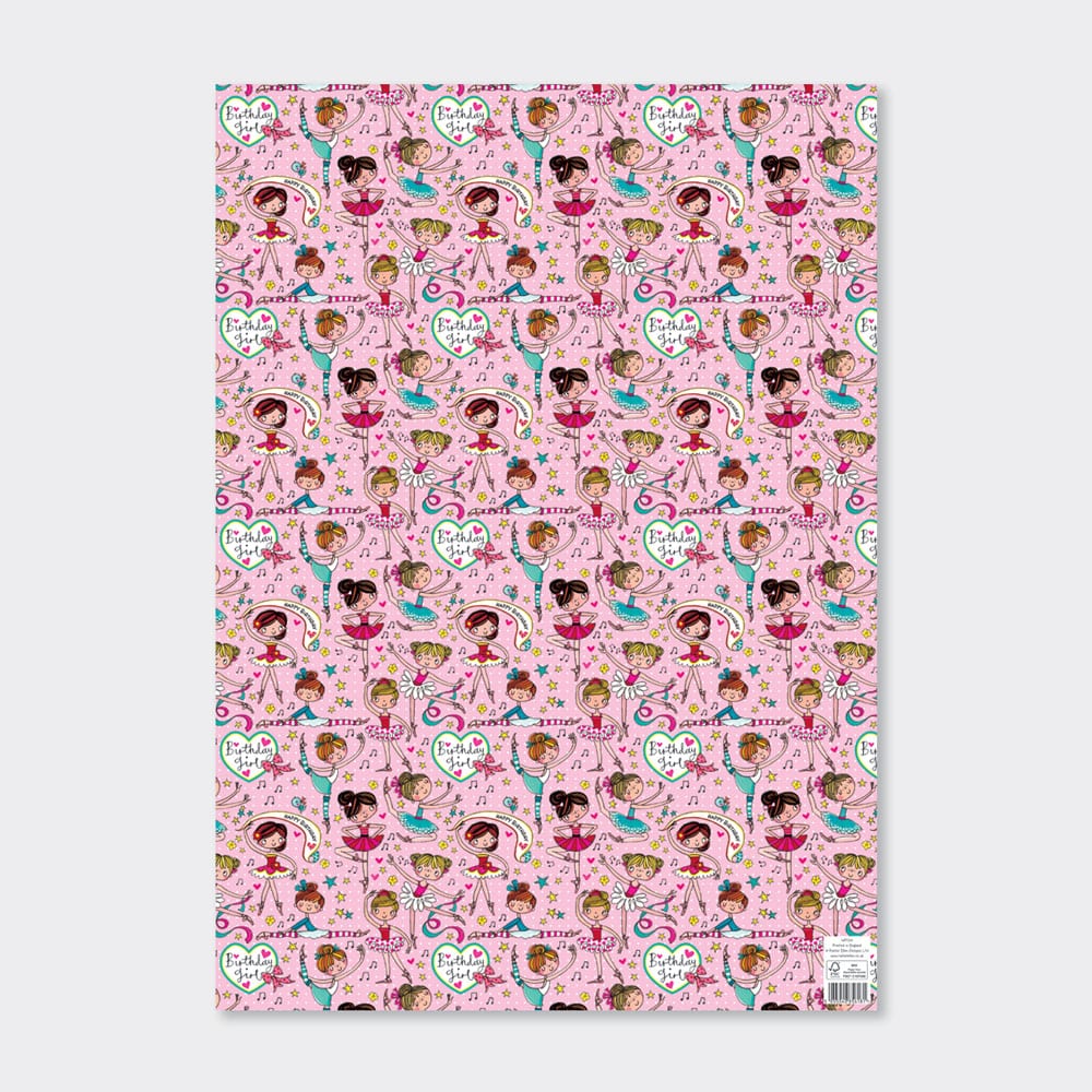 Gift Wrap Sheet  - Pink Ballerinas