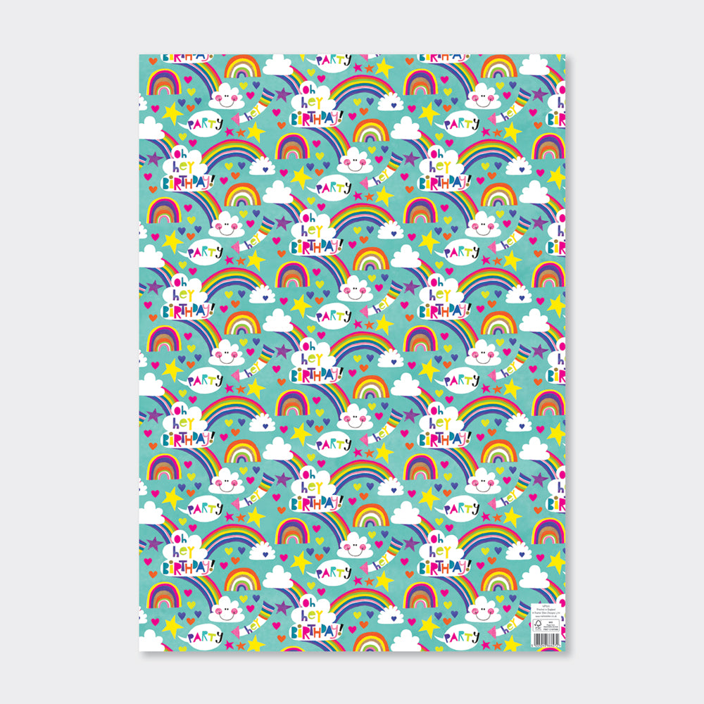 Gift Wrap Sheet - Oh Hey Birthday! Rainbows