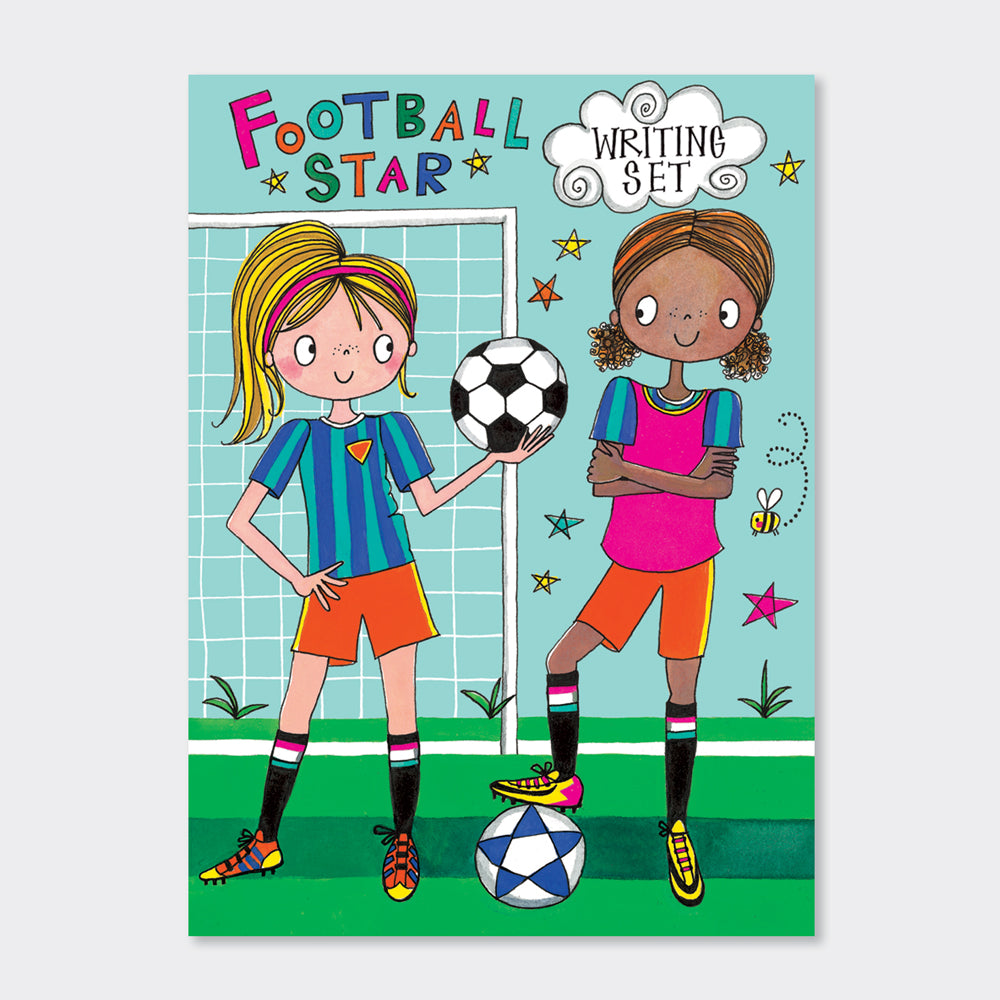 Girls football letter writing set, full kit with paper envelopes stickers