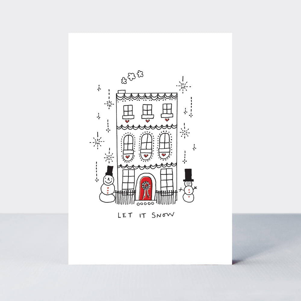Almond - Let It Snow/Christmas Town House With Snowmen Christmas Card
