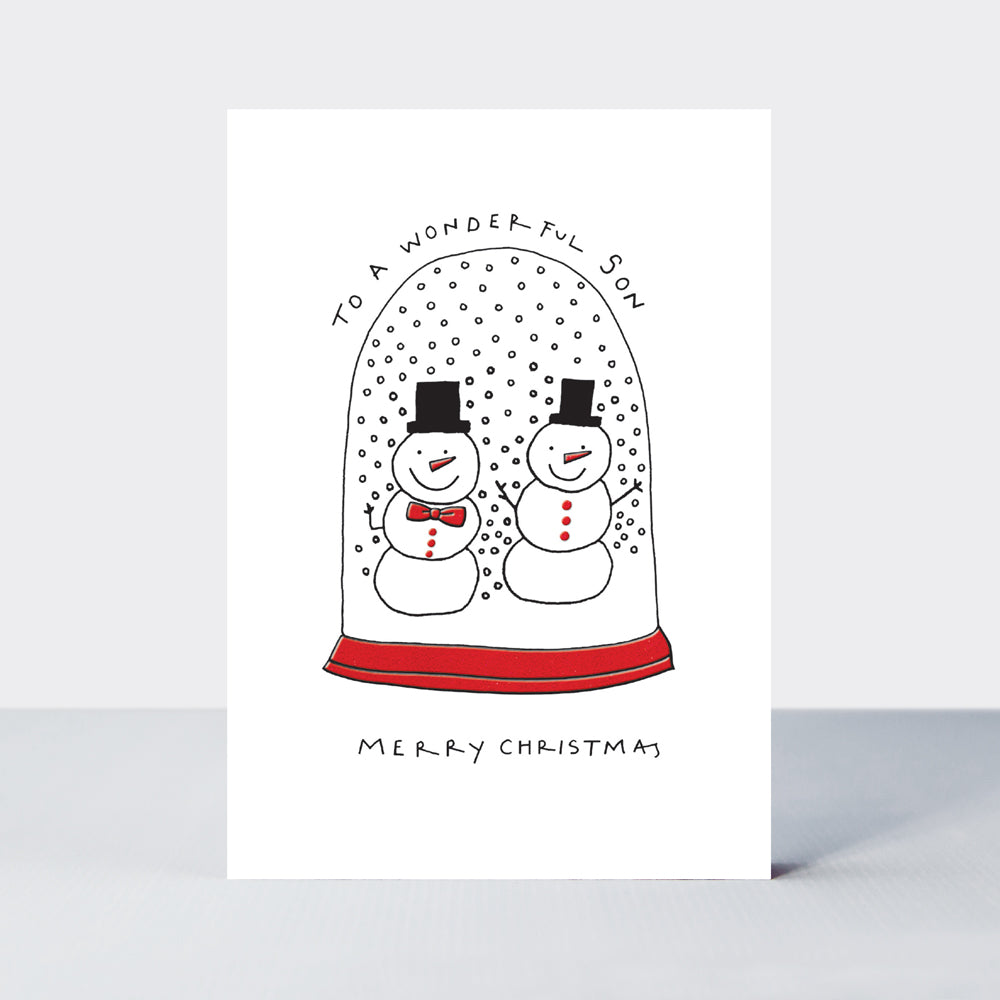 Almond - Son/Snowmen In A Snow Globe Christmas Card