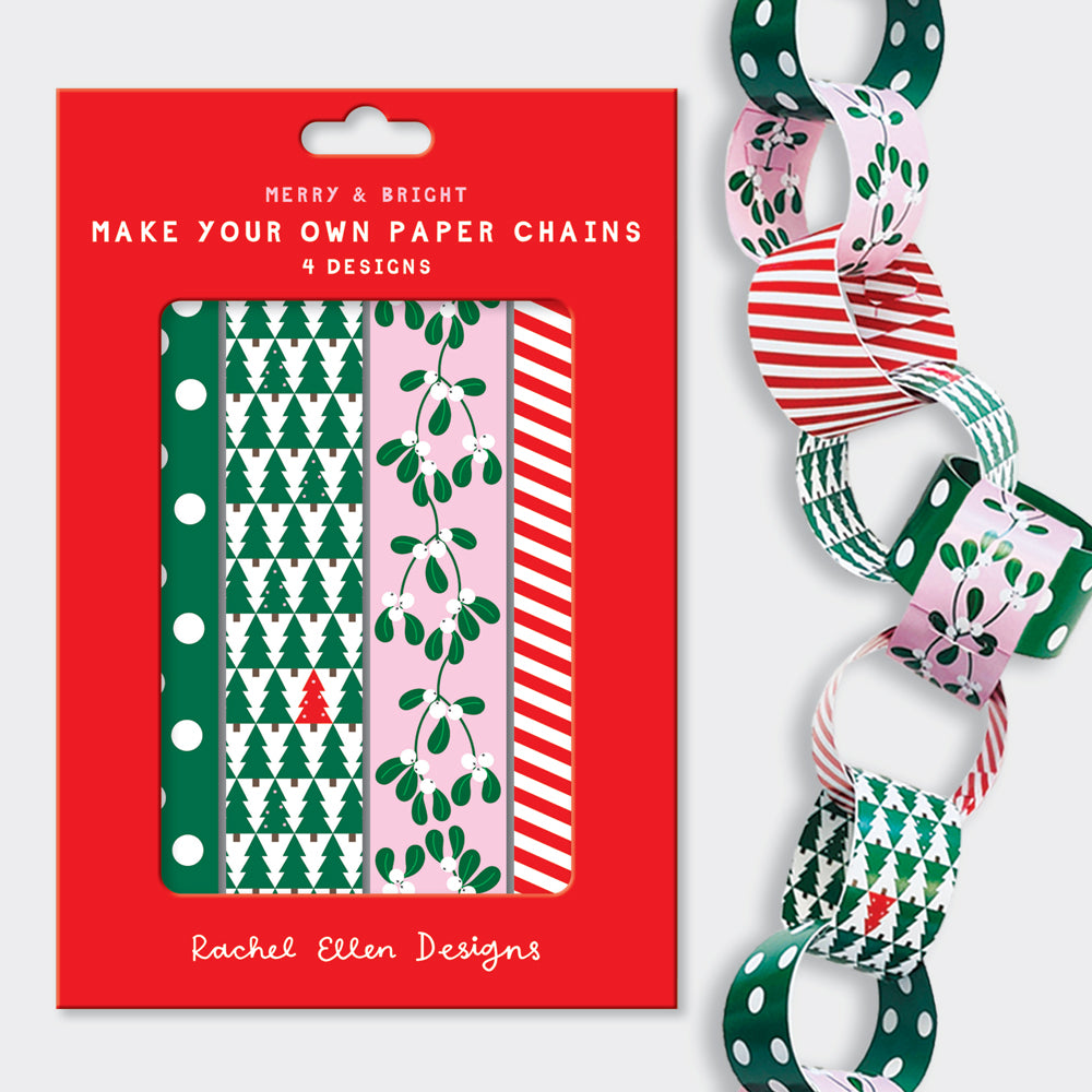 Paper Chain Kit - Christmas Trees, Mistletoe and Spots & Stripes