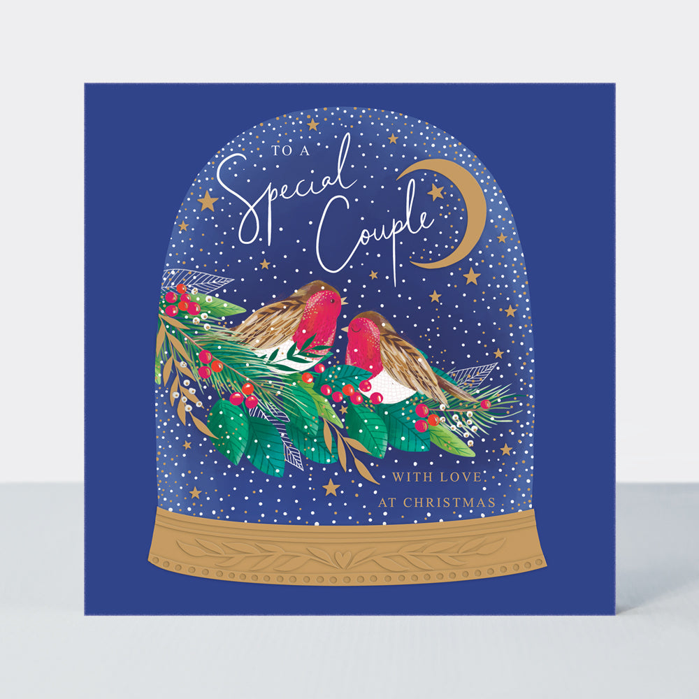 Cosy Christmas - Special Couple/Robins In A Snow Globe - Greetings Card