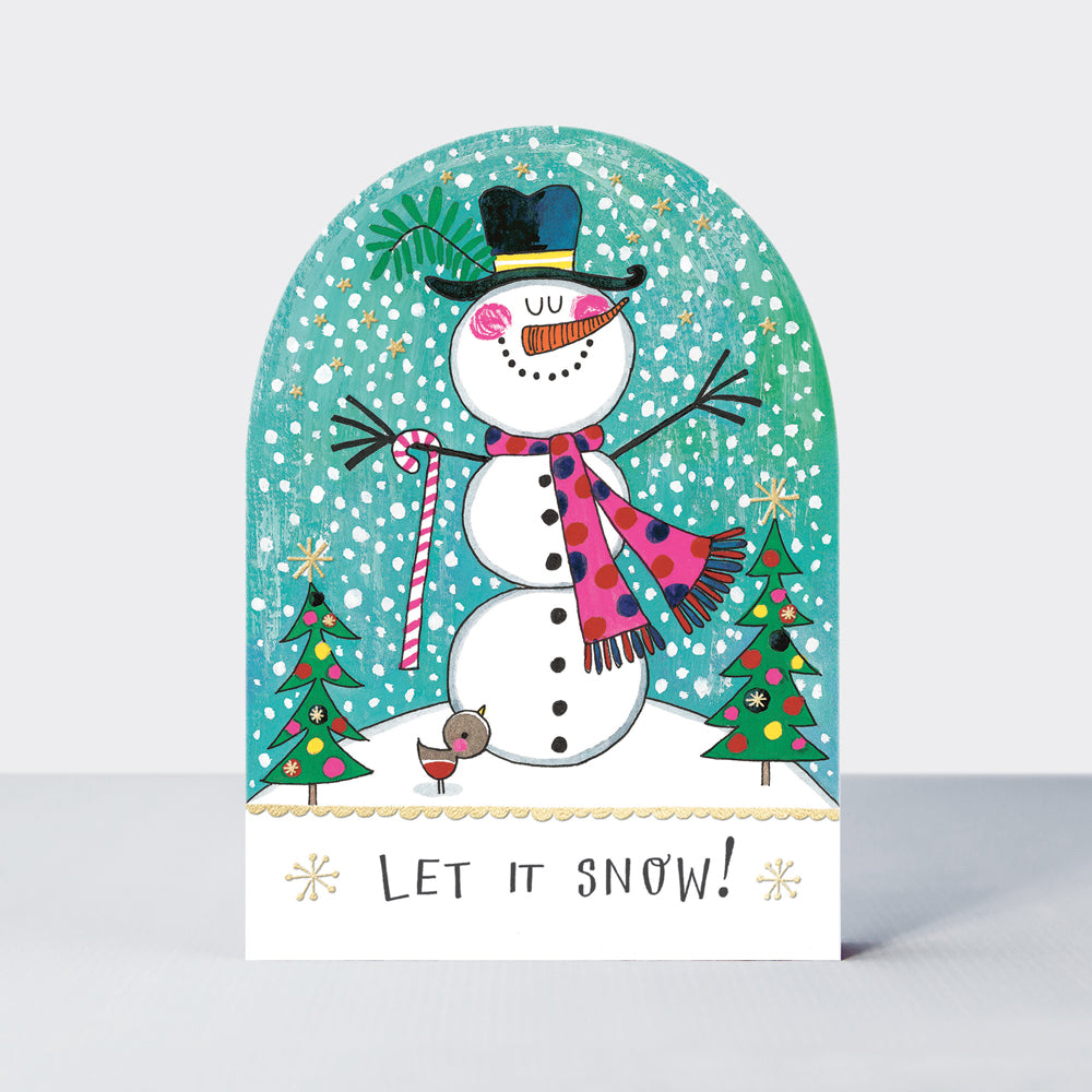 Snow Globe - Snowman/Let it Snow Christmas Card