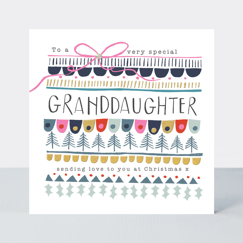 Good Tidings - Granddaughter/Christmas Pattern Present - Greetings Card